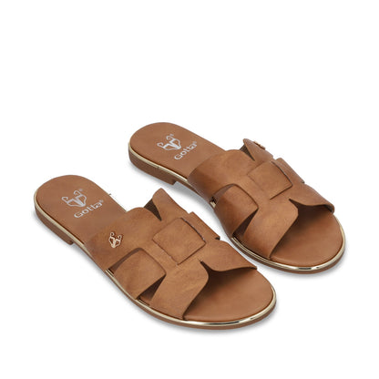 Sandalia Plano Camel Mujer 55210 - Gotta Mexico