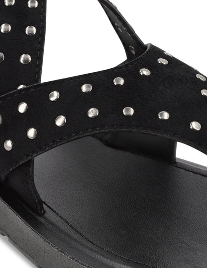 Sandalia Plano Negro Mujer 13257