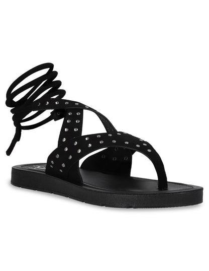 Sandalia Plano Negro Mujer 13257