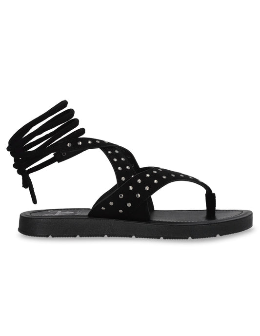 Sandalia Plano Negro Mujer 13257