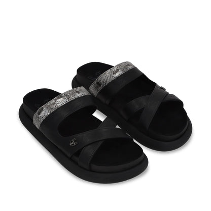 Sandalia Plano Negro Mujer 53700