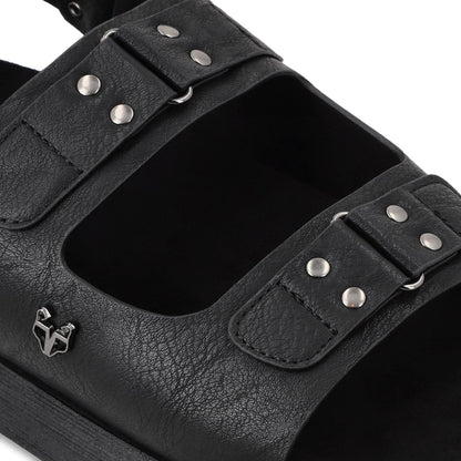 Sandalia Plano Negro Mujer 53701