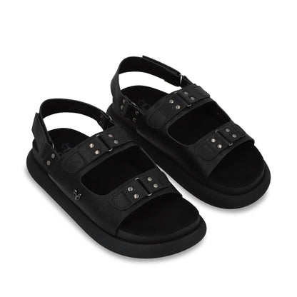 Sandalia Plano Negro Mujer 53701