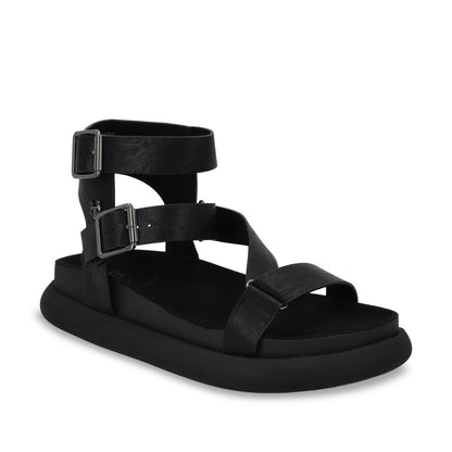 Sandalia Plano Negro Mujer 53702