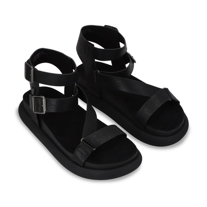 Sandalia Plano Negro Mujer 53702