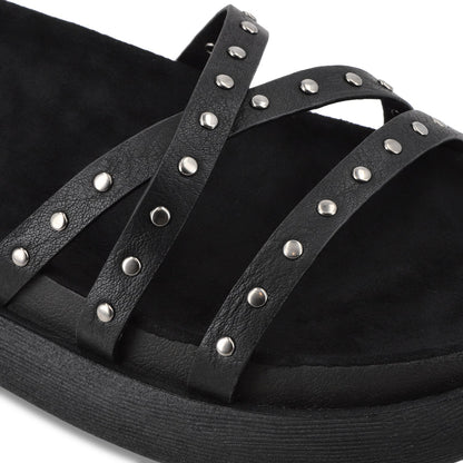 Sandalia Plano Negro Mujer 53703