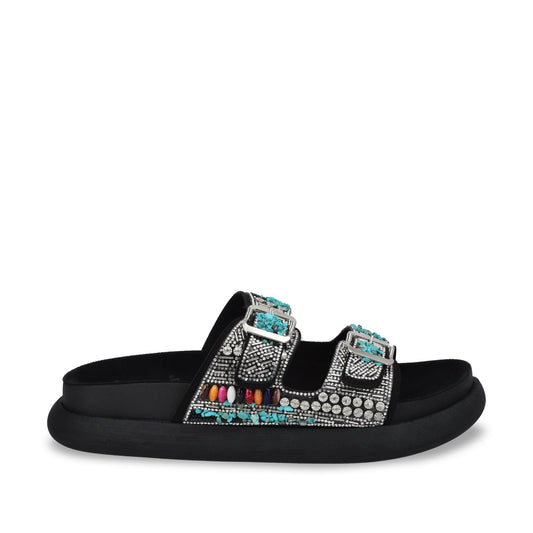 Sandalia Plano Negro Mujer 53705