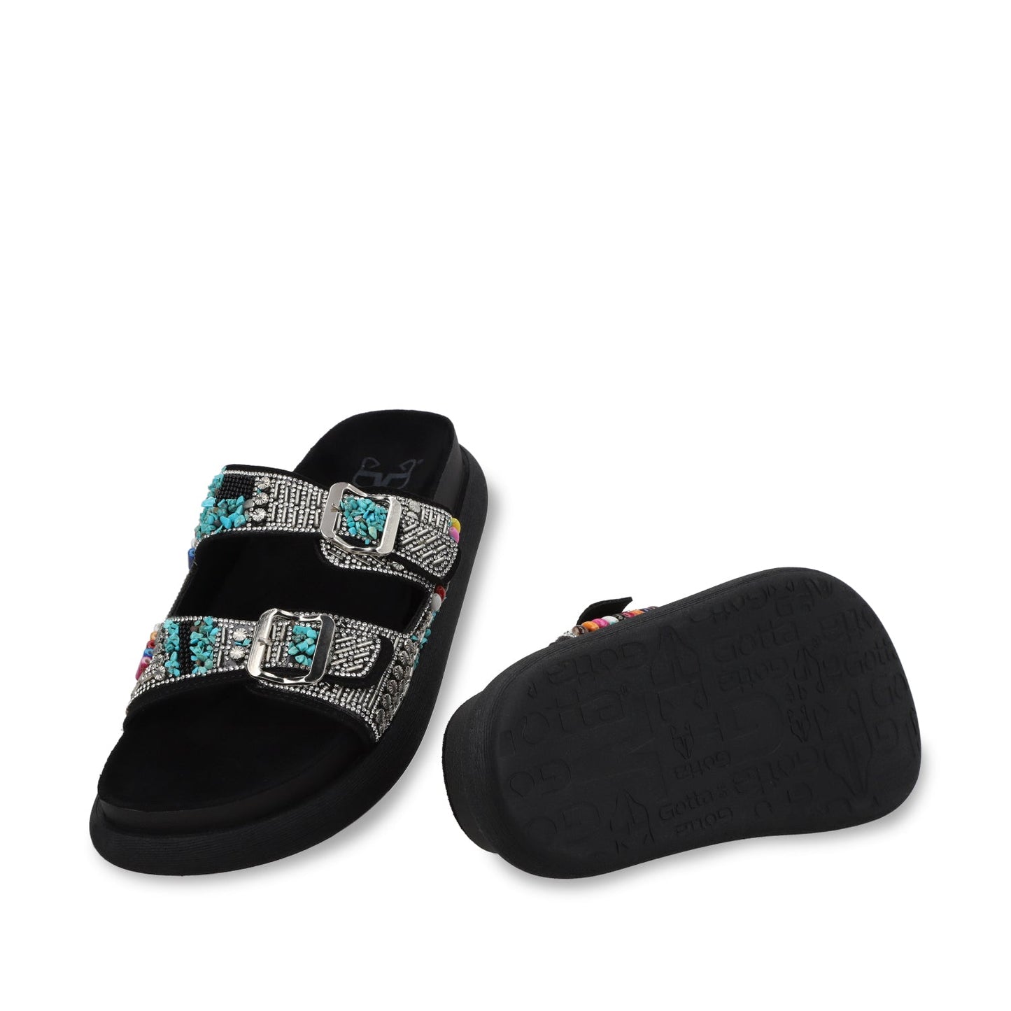 Sandalia Plano Negro Mujer 53705