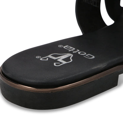 Sandalia Plano Negro Mujer 55210 - Gotta Mexico