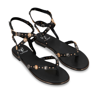 Sandalia Plano Negro Mujer 55211 - Gotta Mexico