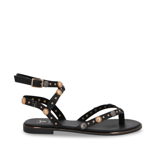 Sandalia Plano Negro Mujer 55211