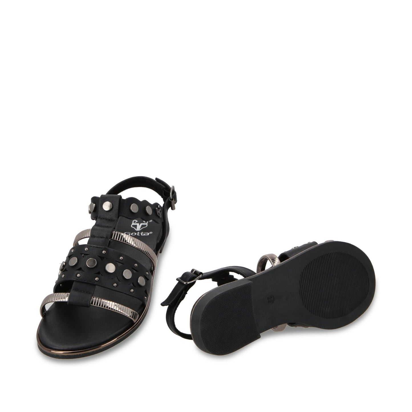 Sandalia Plano Negro Mujer 55212 - Gotta Mexico
