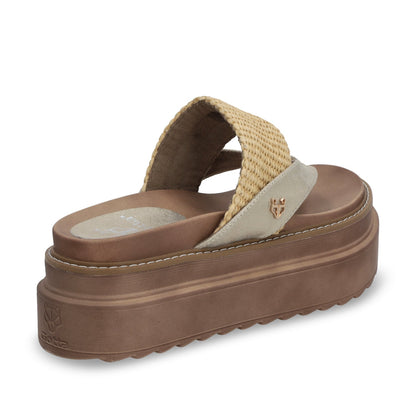 Sandalia Plataforma Beige Mujer 25234