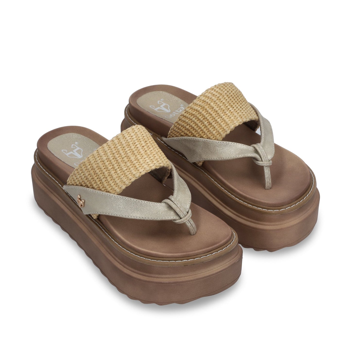 Sandalia Plataforma Beige Mujer 25234