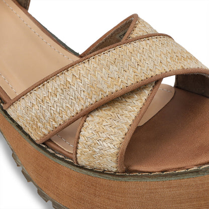 Sandalia Plataforma Beige Mujer 25796