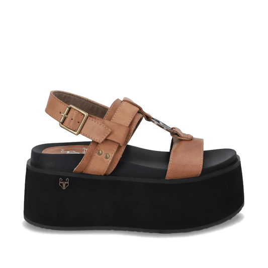 Sandalia Plataforma Camel Mujer 35186
