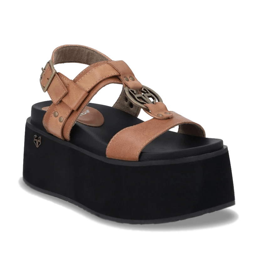 Sandalia Plataforma Camel Mujer 35186