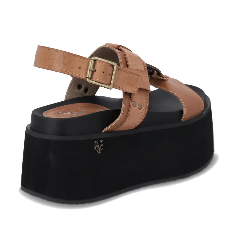 Sandalia Plataforma Camel Mujer 35186