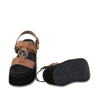 Sandalia Plataforma Camel Mujer 35186