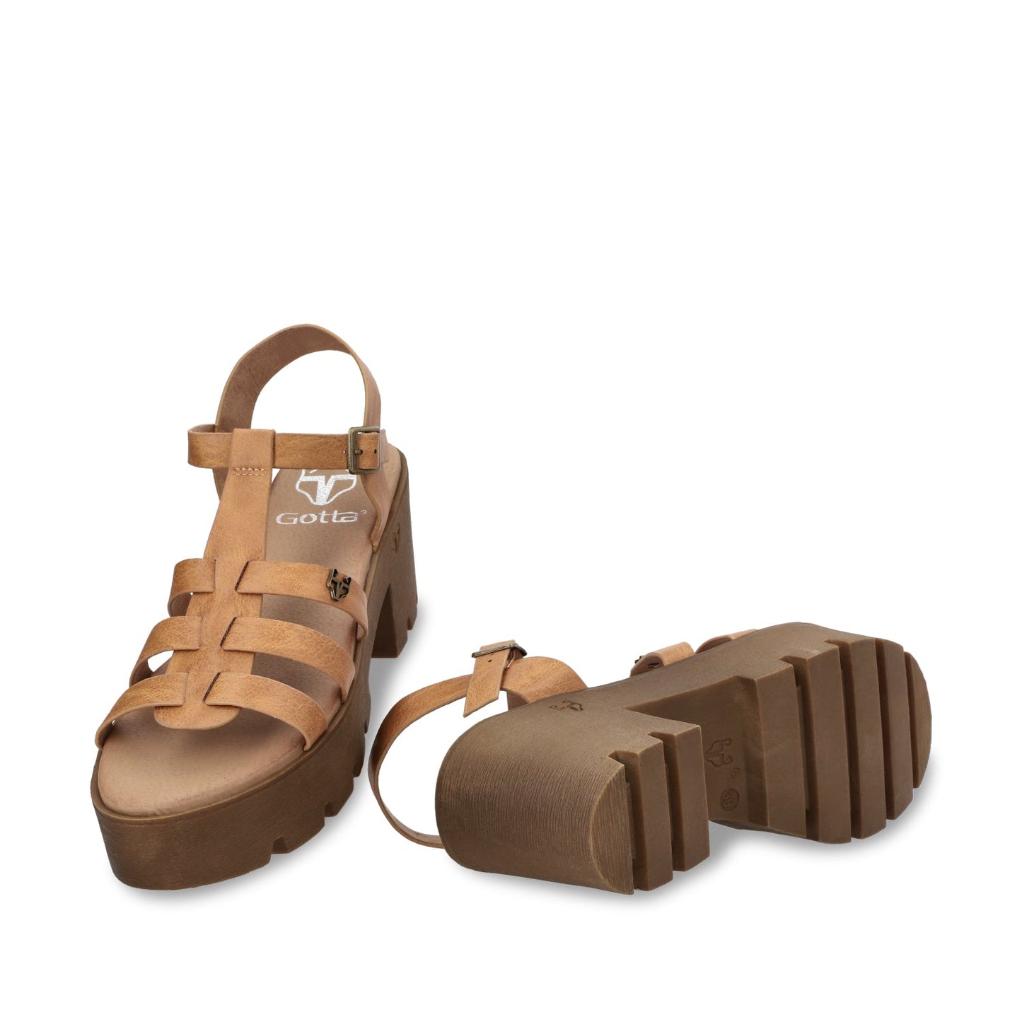 Sandalia Plataforma Camel Mujer 43023