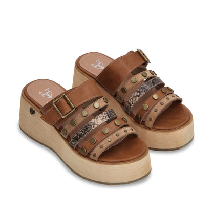 Sandalia Plataforma Camel Mujer 45841