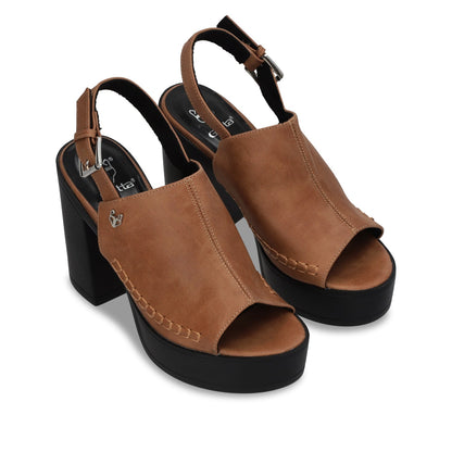 Sandalia Plataforma Camel Mujer 45962