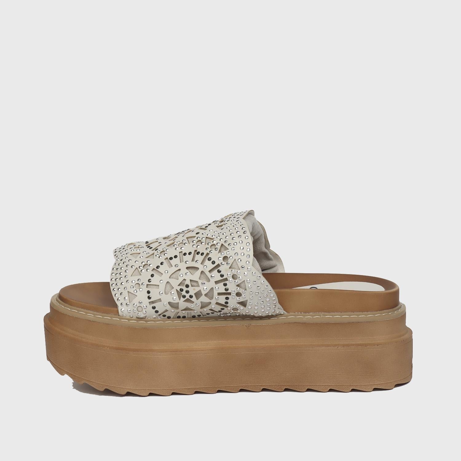 Sandalia Plataforma Crema Mujer 25230 - Gotta Mexico