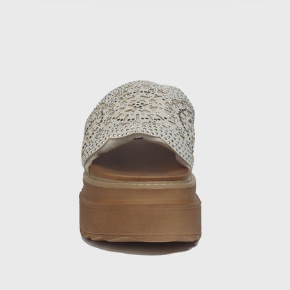 Sandalia Plataforma Crema Mujer 25230 - Gotta Mexico