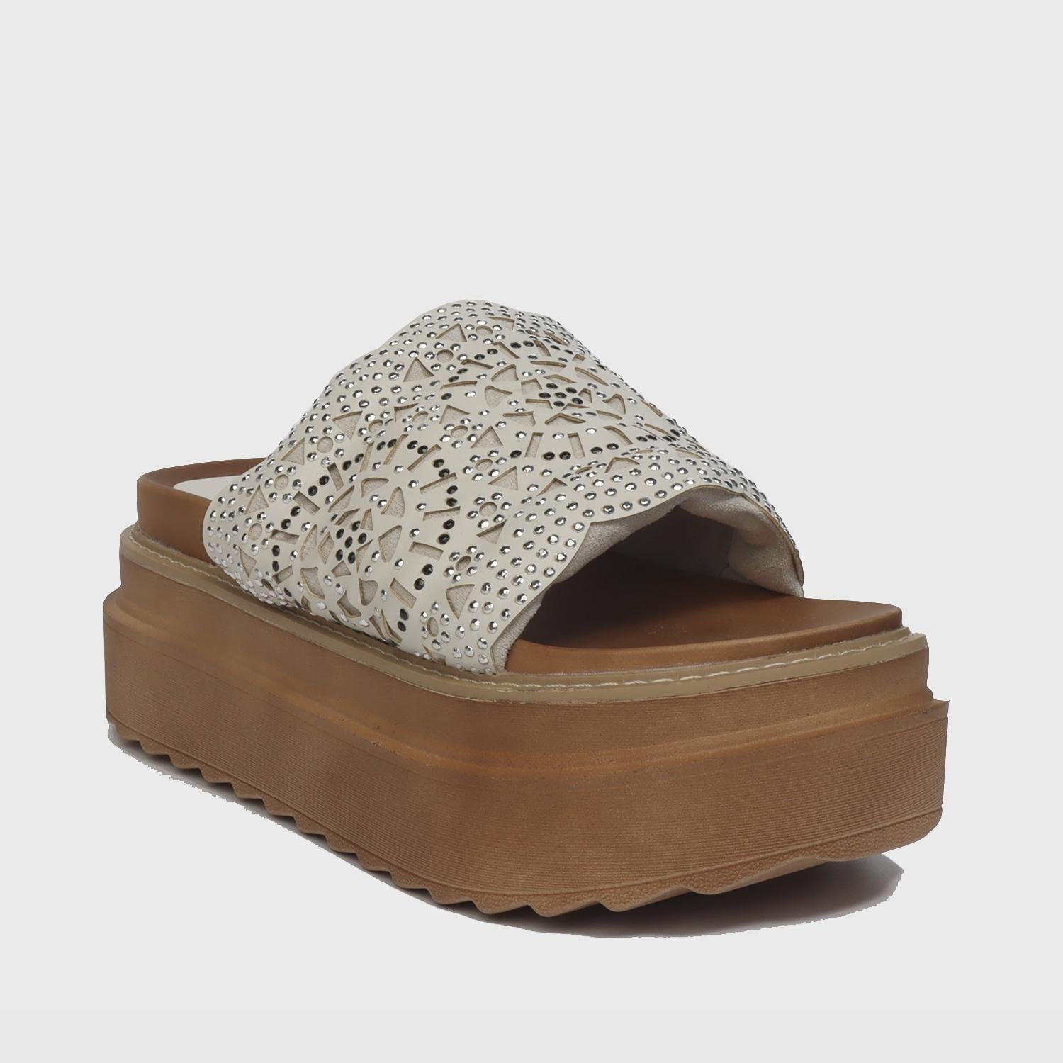 Sandalia Plataforma Crema Mujer 25230 - Gotta Mexico