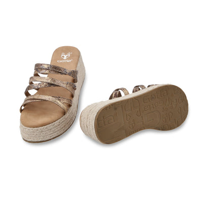 Sandalia Plataforma Dorada Mujer 55972