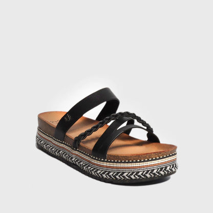 Sandalia Plataforma Negra Mujer 13173