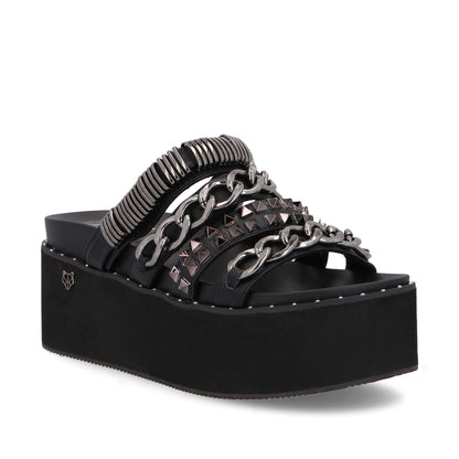 Sandalia Plataforma Negra Mujer 15660