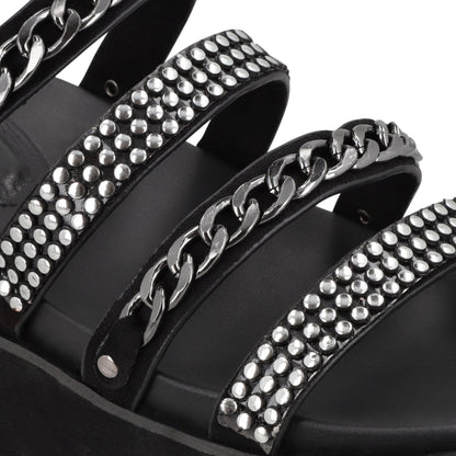 Sandalia Plataforma Negra Mujer 1566F