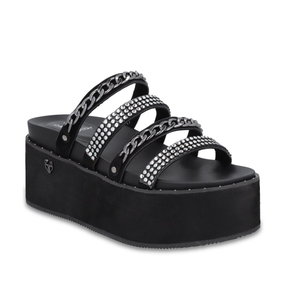 Sandalia Plataforma Negra Mujer 1566F