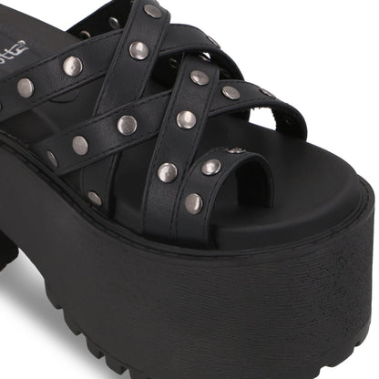 Sandalia Plataforma Negra Mujer 1567F - Gotta Mexico