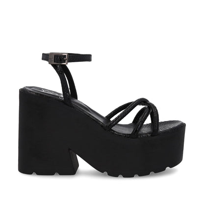Sandalia Plataforma Negra Mujer 15694
