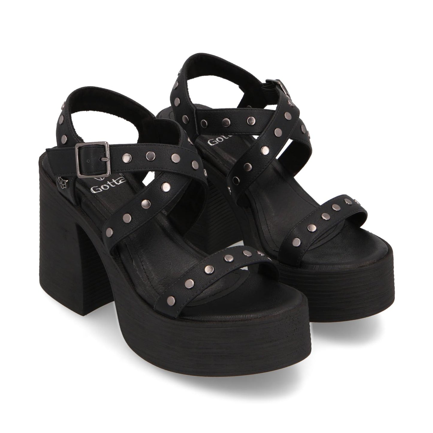 Sandalia Plataforma Negra Mujer 25413