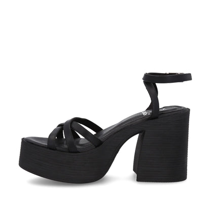 Sandalia Plataforma Negra Mujer 25414