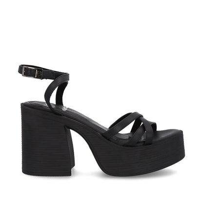 Sandalia Plataforma Negra Mujer 25414