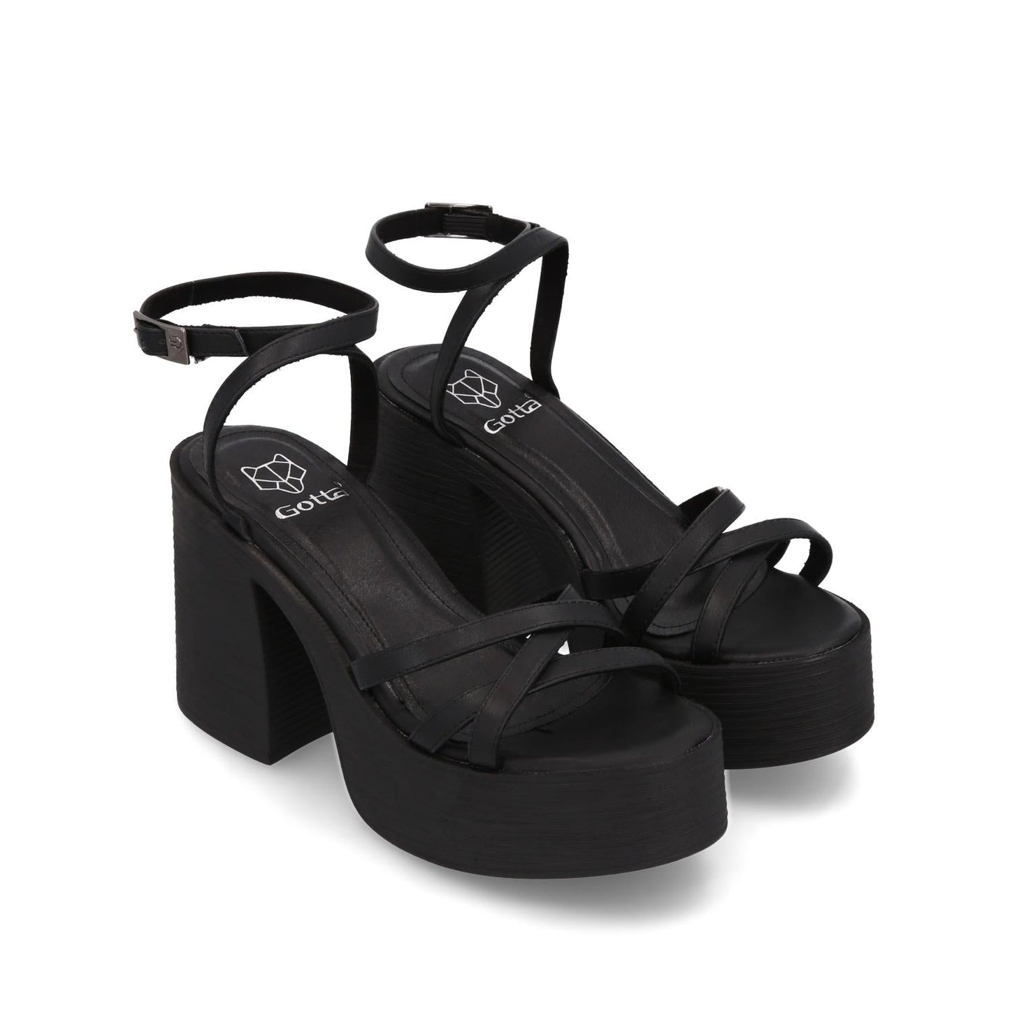 Sandalia Plataforma Negra Mujer 25414