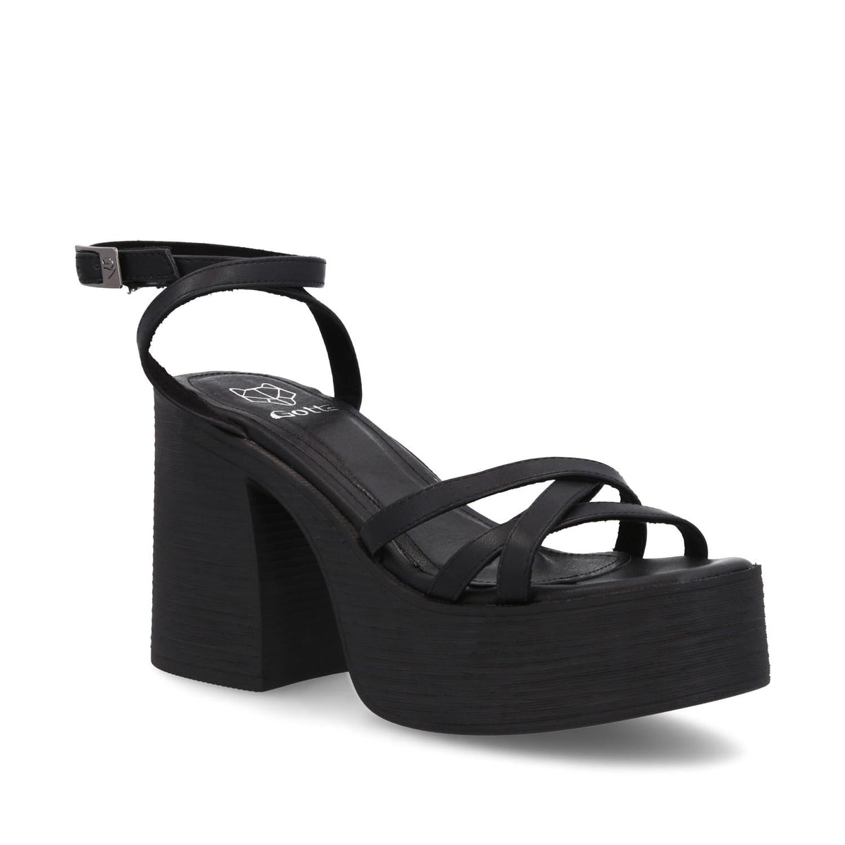 Sandalia Plataforma Negra Mujer 25414
