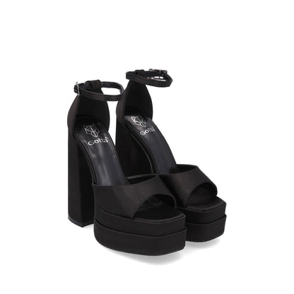 Sandalia Plataforma Negra Mujer 25911