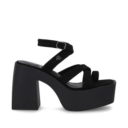 Sandalia Plataforma Negra Mujer 35151