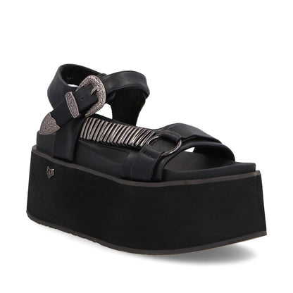 Sandalia Plataforma Negra Mujer 35183
