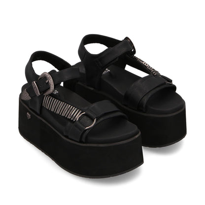 Sandalia Plataforma Negra Mujer 35183
