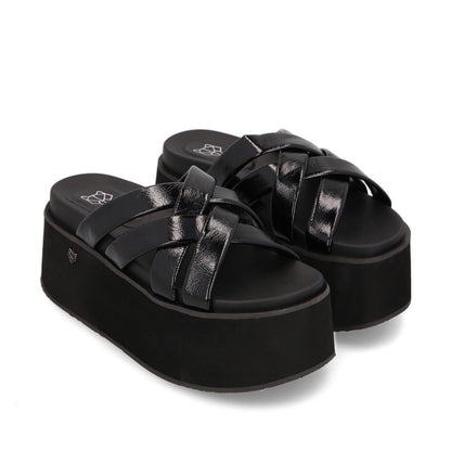 Sandalia Plataforma Negra Mujer 35184