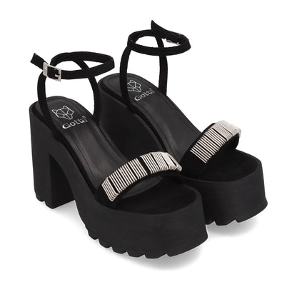 Sandalia Plataforma Negra Mujer 35281