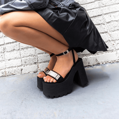 Sandalia Plataforma Negra Mujer 35281