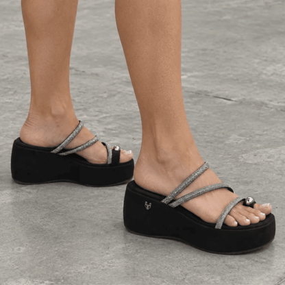 Sandalia Plataforma Negra Mujer 45826