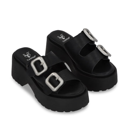 Sandalia Plataforma Negra Mujer 45985
